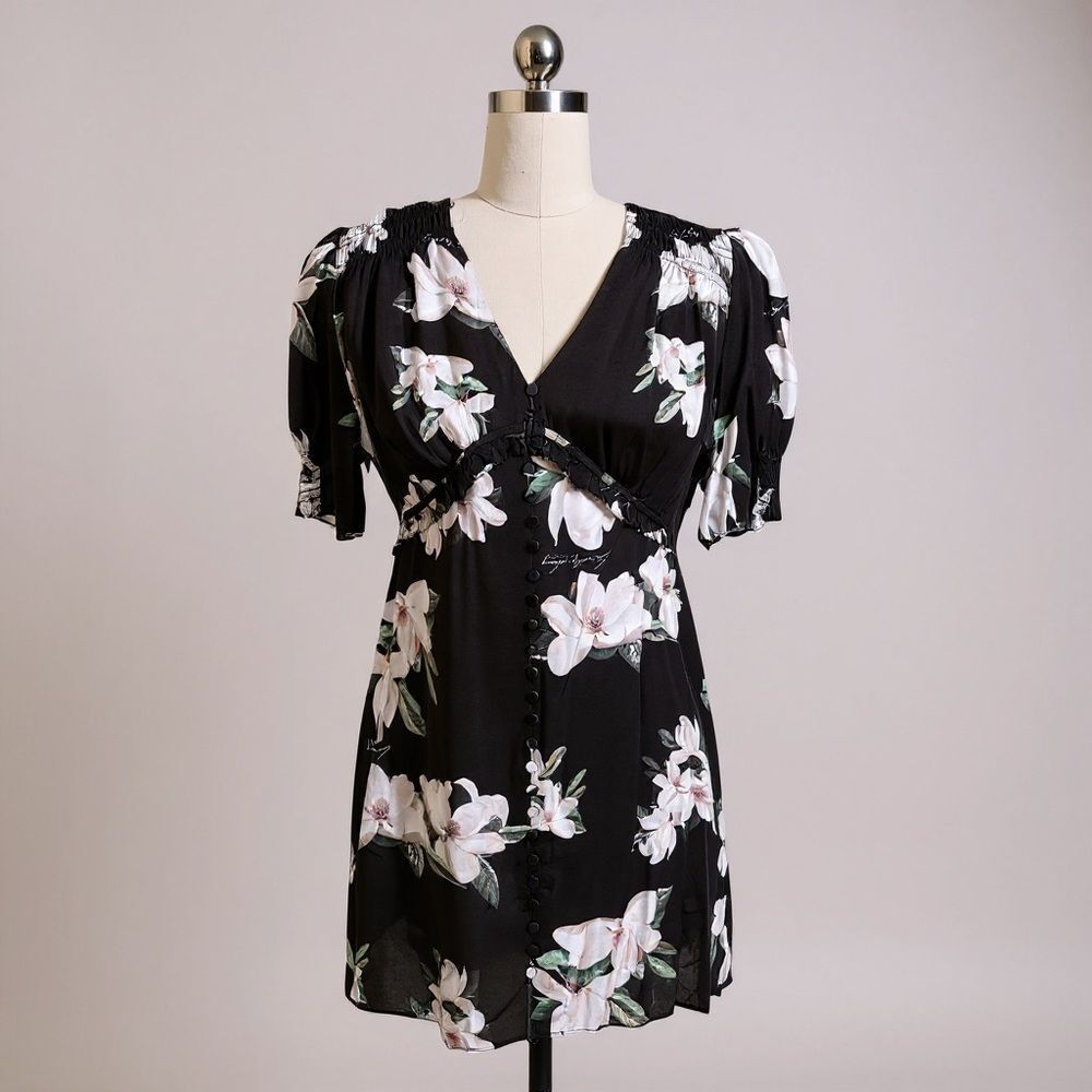 All Saints allesandria demi black and White Floral Mini Dress